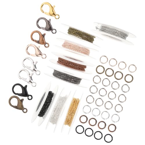 KALLORY 1 Satz DIY zubehör Verschlüsse Armbänder Crimpen Schlüssel Ring Bausatz jewelry making supplies schmuckherstellung zubehör Schmuckketten selber machen Bastelkette aus Metall Kupfer von KALLORY