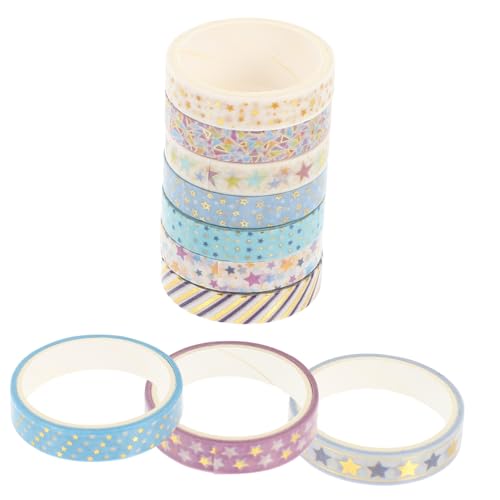 KALLORY 1 Satz Dekoratives Klebeband Kinderhandwerk Gold Dekorative Bänder Für Sammelalben Streifen Farbig Beschreibbare Zierbänder Sammelalbumklebstoffe Flüsterpapier 10 Rollen von KALLORY