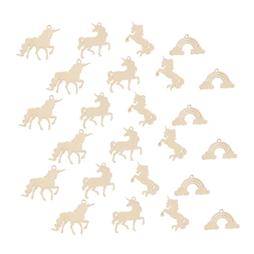 KALLORY 1 Satz Einhorn-Chips drinnen Einhorn-Gastgeschenke Party Form Handwerk malen basteln bastelsets für Sammelalbum Holzausschnitte Tierausschnitt Cartoontier Khaki von KALLORY