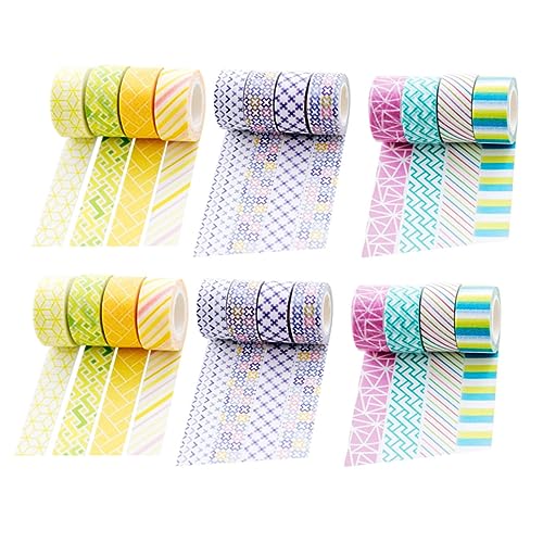 KALLORY 1 Satz Farbiges Washi-tape Sammelalbum Büro Schule Dekorativ Klebrig Kinderband Klebestreifen Mini-washi-tapes Scrapbook-bänder Washi -bänder Mini-diy-klebebänder Aufkleber 24rolls von KALLORY