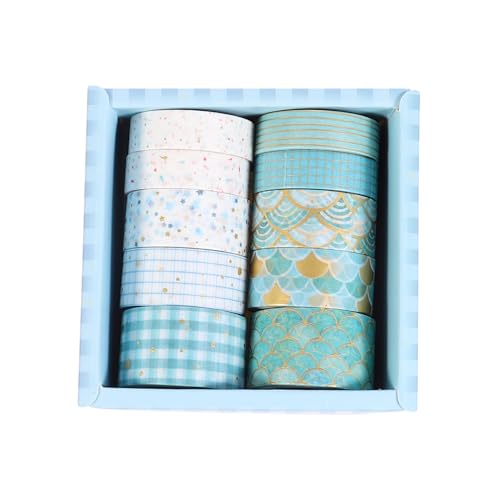 KALLORY 1 Satz Heißpräge-washi-tape Dekoration Mit Papierband Sammelalbum Für Dekorativ Funkeln Bastelpapierband Einklebeband Aus Papier Bastelband Klebeband Zum Basteln Blau 10 Rollen von KALLORY