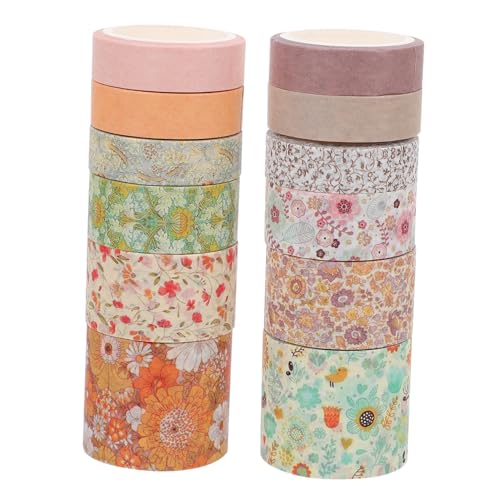 KALLORY 1 Satz Kreatives Handbuchband Blumen- Weihnachten Streifen Blumenband Handwerk Aufkleber Scrapbooking-klebeband Kleines Washi-tape Washi -klebeband Papier 12rollen von KALLORY