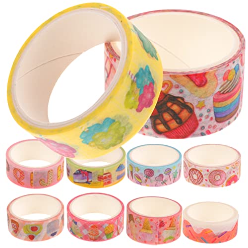 KALLORY 1 Satz Kuchen -lollipop -klebebandset Dekoratives Bastelband Ästhetisch Dekorative Klebebänder Selber Machen Retro Essen Verpackung Lebensmitteldekor Flüsterpapier 10 Rollen von KALLORY