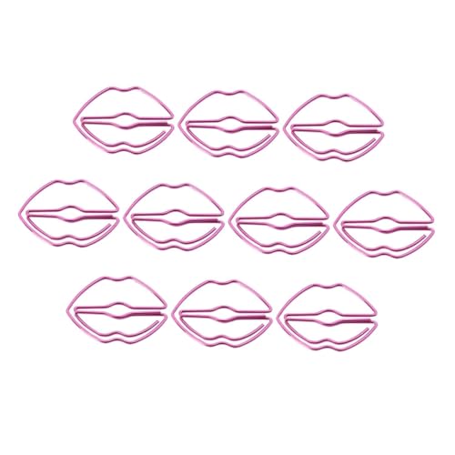 KALLORY 1 Satz Lesezeichendekorationen Rosa Papier Stifte Kreative Büroklammern Lippen Formen Büroklammern Halter Für Büroklammern Mini-büroklammern Legierung 10 Stück von KALLORY