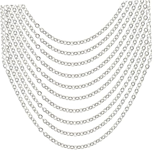 KALLORY 1 Satz O Wortkette Mit Kette Schlüssel Schmuck Klaue Men's Necklaces Mens Necklace Frauen Halskette Kette Gliederkette Aus Edelstahl Diy-kette Rostfreier Stahl Silver 10 Stück von KALLORY
