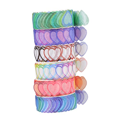 KALLORY 1 Satz Papierbandaufkleber Hochzeits-sammelalbum Form Valentinstag Herzen Herz Abklebeband Ausschnitte Weiß Herzdekoration Mod Schrottband Washi Tape Washi -klebeband 6rollen von KALLORY