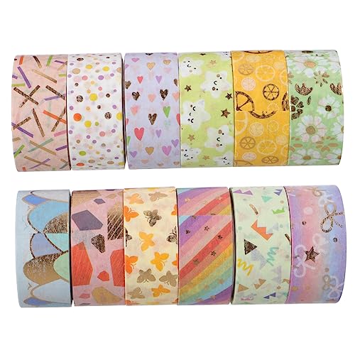 KALLORY 1 Satz Washi Tape Diy Dekoratives Klebeband Für Scrapbooking Journaling Und Handwerk Farbenfrohe Muster Für Geschenkverpackungen Und Persönliche Projekte 12rollen von KALLORY