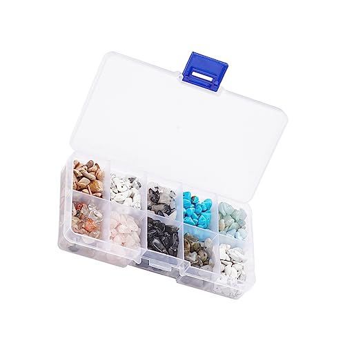 KALLORY 1 Schachtel Bunte Kiesperlen Basteln Herstellung Schmuck zerkleinerte Steinperlen Abstandsperlen aus Stein unregelmäßige Steinperlen DIY handgefertigte Perlen Naturstein von KALLORY