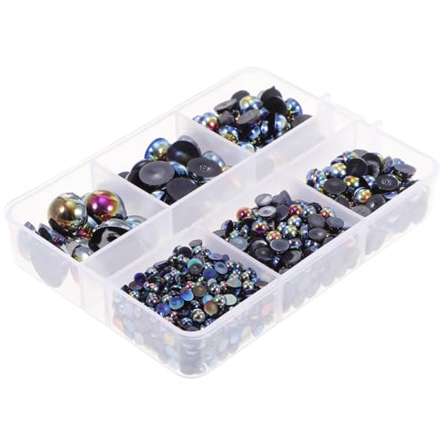KALLORY 1 Schachtel Nachahmung Perlendiamantaufkleber Material Nagel gefälscht Schmuckzubehör Perlen für Schmuckhersteller handytasche halbe runde Perlen DIY Perlen Abs Schwarz von KALLORY