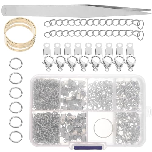 KALLORY 1 Schachtel Schmuckzubehör Bausätze Haken Kette Verschlüsse Ringe Bausatz Tonperlen Perlenzange Perlen-kit Lanyard-clip Lanyards Stapler Quetschperlen Schließe Zinklegierung von KALLORY