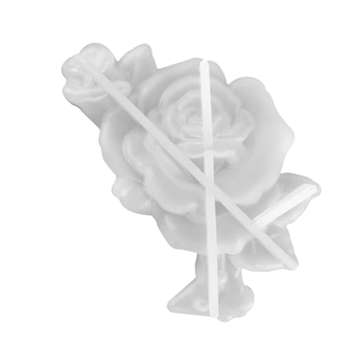 KALLORY 1 Stück Epoxy-Form Schild Dekoration Schmuck geformt Kerzenherstellung Desktop-Ornament-Gießform Gießform für Rosen rosa Gießtablett dekoratives Basteltablett Kieselgel Weiß von KALLORY