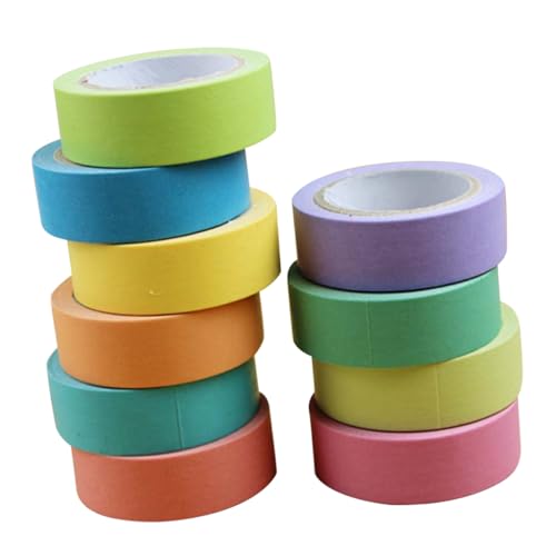 KALLORY 10 Rollen Buntes Klebeband Diy-bänder Geschenkverpackungsband Sammelalbum Liefert Bastelbänder Wickelband Scrapbook-bänder Bastelband Farbiges Band Albumbänder Klebestreifen Papier von KALLORY
