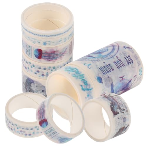 KALLORY 10 Rollen Washi-Tape-Aufkleber Blau Blumen- Kind gemustert klebrig Scrapbooking-Klebeband Journaling Tape dekoratives Klebeband für DIY Dekoratives Washi Tape Flüsterpapier von KALLORY