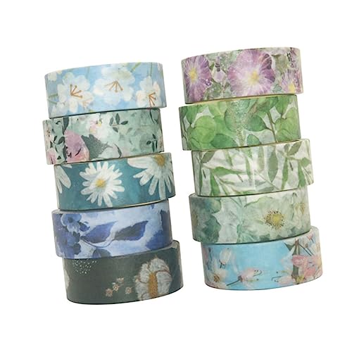 KALLORY 10 Stück Blumen und Washi Tape Planer Zeitschrift Sammelalbum ästhetisch Aufkleber tagebuch klebeband papierklebeband selber machen Dekorationsband Fotoalbumband Zufällige Farbe von KALLORY