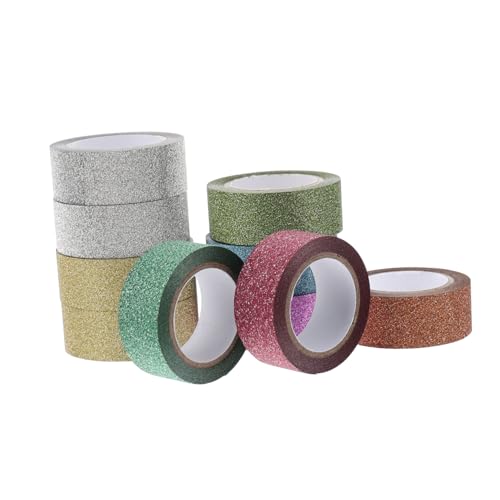 KALLORY 10 Stück Glitzeband Glanzband Glitzerband Selber Machen Dekoratives Abklebeband Glitzerndes Abdeckband Glitzerbanddekor Scrapbooking Mit Dekorativem Klebeband Flüsterpapier von KALLORY