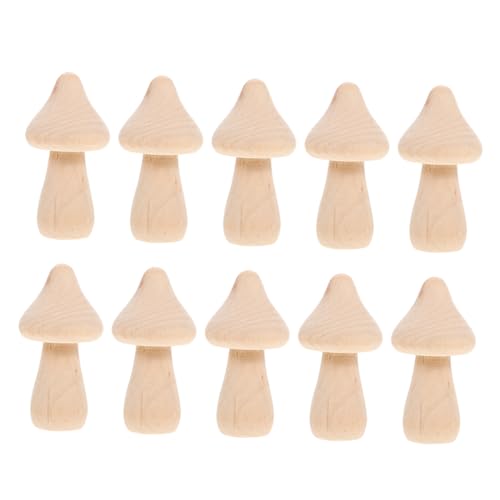 KALLORY 10 Stück Hölzerner Pilz Gartenpilze Für Dekorationen Pilzkunst Pilzzimmer Geformt Pilzdekoration Leere Unbemalte Pilze Pilz Miniatur Bunt Gefühlter Pilz Holz von KALLORY