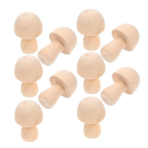KALLORY 10 Stück Hölzerner Pilz Gartenpilze Mini-pilzfiguren Pilz Wandkunst Gartenschmuck Ornament Dekorativ Party Wohnaccessoires Pilzgartendekor Fallen Pilze Zum Basteln Holz von KALLORY