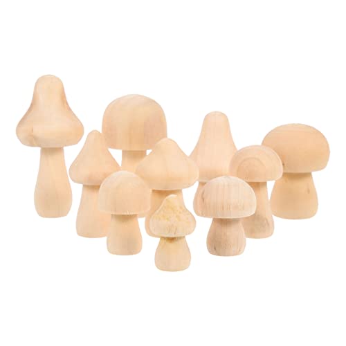 KALLORY 10 Stück Holzpilze Lehrmittel Pilze Holz Schlichter Pilz Unlackierter Pilz Kleiner Pilz Bonsai Dekoration Pilz Holz Unbemalter Pilz Schlichter Pilz von KALLORY