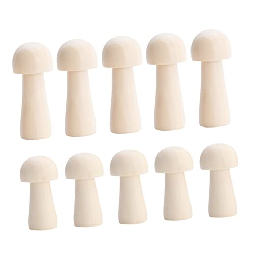 KALLORY 10 Stück Holzpilzkopf Puppe Unvollendete Peg Puppen Peg Puppen DIY Pilze Mini Kinderspielzeug Dekoration Pilz Pilz Kinderzimmer Pilzfiguren Aus Holz von KALLORY
