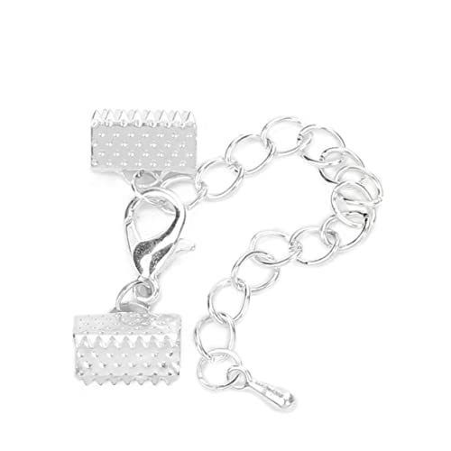 KALLORY 10 Stück Lederseilclip Halskette Bandklemmen Für Die Schmuckherstellung Kabel Makramee-schnur Hummer Lanyard Verschlüsse Perlenkette Schlüssel Schließe Silber von KALLORY