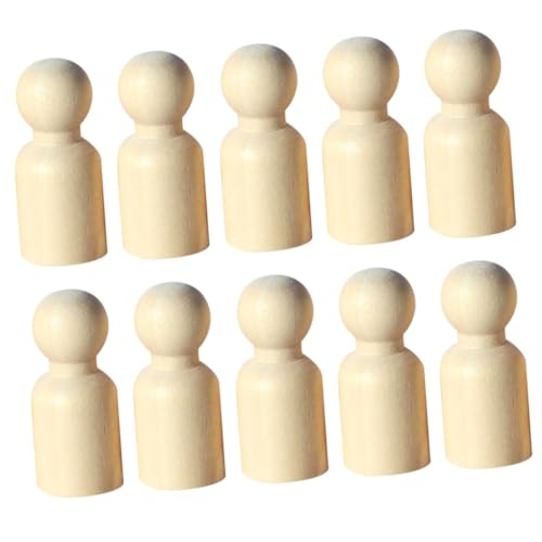KALLORY 10 Stück Malt mini -Puppen Miniaturen für Kleinkinder Anbindung Handwerk Steckpuppen unvollendet unvollendete Peg-Leute Basteln für Mini-Puppenhauszubehör Holz von KALLORY