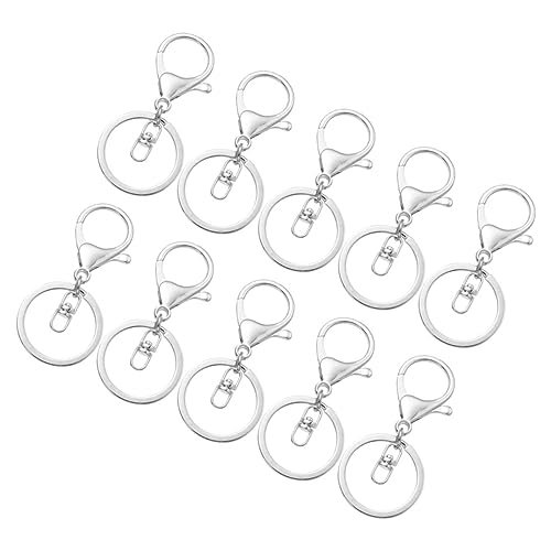 KALLORY 10 Stück Schlüsselanhänger Accessoires für Bausatz Schlüsselband Hundemarken- Schlüsselkette Haken slico pinsetette key Schlüsselanhänger aus Metall Karabinerverschlüsse von KALLORY