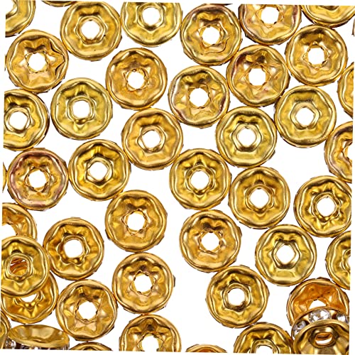 KALLORY 100 Stück Abstandsperlen Zum Basteln Lose Herstellung Klein Silberne Zwischenperlen Dekorative Perlen Handwerk Spacer Blaue Und Weiße Perlen Für Farbig Strasssteine Golden von KALLORY