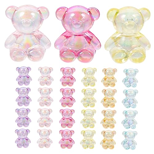 KALLORY 100 Stück Cartoon Bär Perlen verschiedene Perlen Bausätze Reiz Makramee-Schnur Bär Halskette Perle cute beads armbandperlen Schmuck basteln Perlen tragen bärenförmige Perlen Acryl von KALLORY