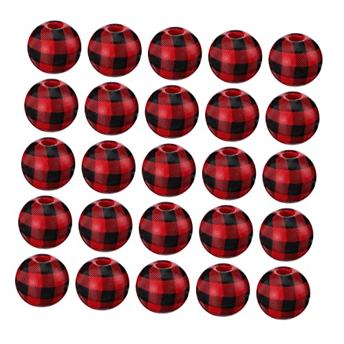 KALLORY 100 Stück Holzperlen Zahlenperlen Perlen Abstandshalter Schmuckherstellung Form Sortiert Armbandherstellungsset Charms Basteln DIY Herstellung Von Perlen Karierte von KALLORY