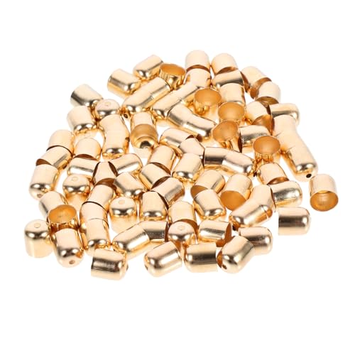 KALLORY 100 Stück Ohrring-Zubehör Quaste Crimpen Tipps Wildleder Endkappe für Ende Perle schmuck Crimp-Endkappe Crimp-Enden Schnur Endkappe Metall Golden von KALLORY