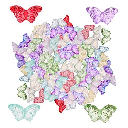 KALLORY 100 Stück Schmetterling Glasperlen Ornament Herstellung Schmuck Reiz Schmetterlinge Gefärbt Blau Party Lose Perlen Farbperlen Glasperlen-anhänger Perlen Für Diy Halskette Perlen von KALLORY