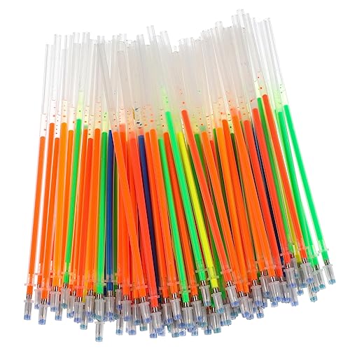 KALLORY 100 Stück Textmarker nachfüllen Highlighter-Nachfüllungen Kunst Schule minen für kugelschreiber Farbige Stiftminen Kugelschreiberminen mit Spitze Gelstift nachfüllbar Plastik von KALLORY