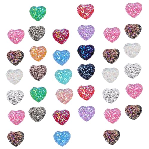 KALLORY 100Stücke Harz Herzaufkleber für DIY Schmuckzubehör Dekorative Strass Sticker für Bastelprojekte für Scrapbooking und Valentinstag Dekoration von KALLORY