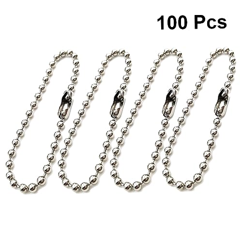 KALLORY 100Stücke Kugelkette Verstellbare Metallperlen Stahlkette für Schlüsselanhänger DIY Schmuckzubehör Silber für Kreative Projekte von KALLORY