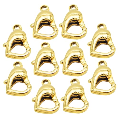 KALLORY Edelstahl Herzverschluss Schmuckverschluss Für Halsketten Und Armbänder 15mm Polierte Schmuckverbinder DIY Schmuckherstellung Goldene Herz Karabinerhaken von KALLORY
