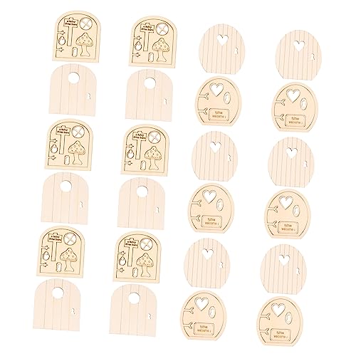 KALLORY 12 Sätze Holzelf -Türverzierungen Bausatz Handwerk Mini klimpern winzig groß DIY herstellung von zubehör Ornamente für das Home Office Feentüren aus Holz selber machen Khaki von KALLORY