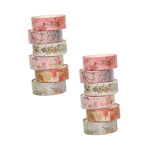 KALLORY 12 Stück Bedrucktes Washi Tape Bastelband Für Ästhetisches Maskieren Dekoratives Klebeband Farbige Wickelstreifen Aufkleber Abreißbares Washi Tape DIY Streifenband KALLORY 12 Stück Bedrucktes Washi Tape Bastelband Für Ästhetisches Maskieren Dekoratives Klebeband Farbige Wickelstreifen Aufkleber Abreißbares Washi Tape DIY Streifenband von KALLORY