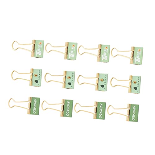 KALLORY 12 Stück Dekorative Binderclips Draht Binderclips Klemmen Dokument Binderclips Bürobedarf Büroklammer Datei Organisationsclips Schulclips Für Akten Grünes Metall von KALLORY