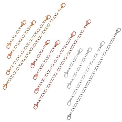 KALLORY 12 Stück Verlängerungskette für Verkürzer Schmucktender Extender klein lang Stapel Armbandverlängerungen Halskette Kettenverlängerung Armband-Kettenverlängerungen Legierung von KALLORY