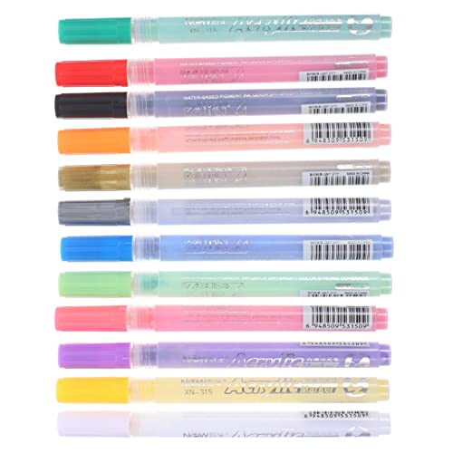 KALLORY 12Stücke Acrylfarben Marker Stifte Bunte Graffiti Malmarker für Mehr Ergonomisches Design Wasserfest für DIY Projekte von KALLORY