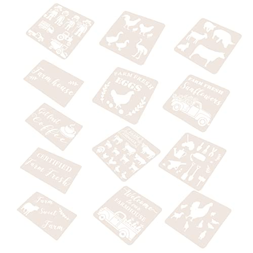 KALLORY 13 Stück Farmmalerei Vorlage Malschablonen Vorlagen zum Malen von Zeitschriftenpunkten notizbuch zeitschrift schablone Tagebuch-Malschablone Sammelalbumschablonen das Haustier Weiß von KALLORY