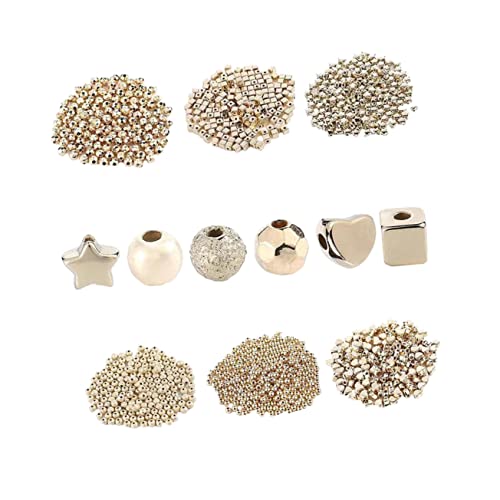 KALLORY 1300 Stück Perlenzubehör Armbänder für Mädchen Schlüssel Perlen für Abstandsperlen aus Gold Herstellung schmuck Perlen zum Basteln vergoldete Zwischenperlen Plastik abs Golden von KALLORY