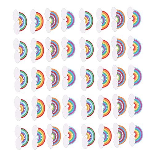 KALLORY 150 Stück Regenbogenholz -Hauchwerkhandwerk Dekorationen bunt Basteln dekorativ Party regenbogen modellieren holzscheiben exquisites Holzspan-Accessoire zarte DIY-Holzchips hölzern von KALLORY