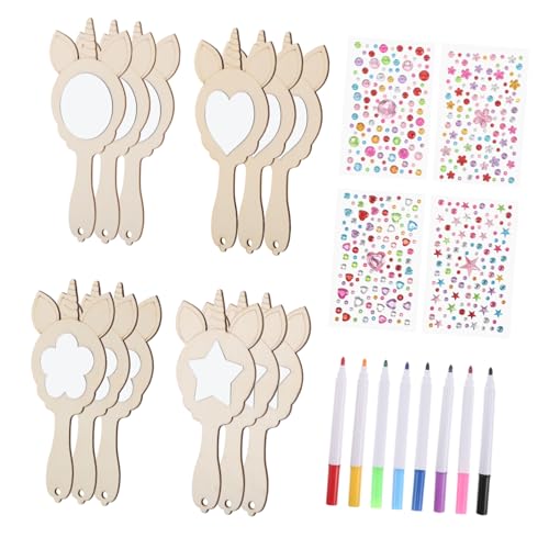 KALLORY 1Satz Einhorngestalt Mini Spiegel für DIY Malerei Unvollendete Holzspiegel mit Farbsteinen und Stiften Bastelkit für Erwachsene KALLORY 1Satz Einhorngestalt Mini Spiegel für DIY Malerei Unvollendete Holzspiegel mit Farbsteinen und Stiften Bastelkit für Erwachsene von KALLORY