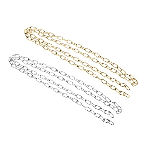 KALLORY 2 Rollen Schmuckkette Groß Silber Für Mehrere Halskette Schlüssel Gliederkette Aus Edelstahl Plattierte Diy-gliederkette Lange Kette Selber Machen Rostfreier Stahl von KALLORY