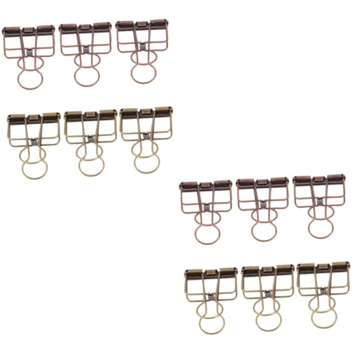 KALLORY 2 Sätze Bronze -schwalbenschwanzclip Sortiert Retro-clips Klemmen Organisieren Draht Gold Papier-organizer Aushöhlen Büroklammern Aus Metall Klemmen Für Büro Eisen 6 Stücke * 2 von KALLORY