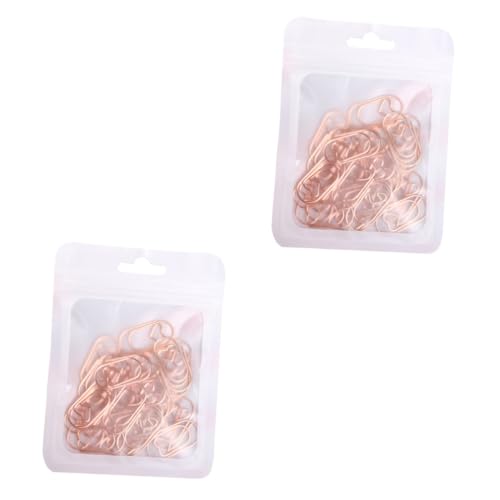 KALLORY 2 Sätze Datenfixiernadel Süße Büroklammern Goldene Büroklammer Schreibwarenclips Mini-büroklammern Klassenpreise Für Lesezeichen-clips Papierclips Herzclips Legierung 50 Stück * 2 von KALLORY