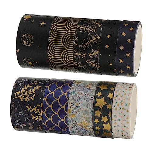 KALLORY 2 Sätze Heißpräge-washi-tape Papier Journaling Farbig Sammelalbum Scrapbook-bänder Klebebänder Wickelband Dekorationsbänder Selbstklebendes Klebeband Schwarz 20 Rollen * 2 von KALLORY