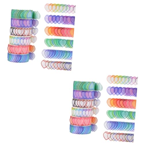 KALLORY 2 Sätze Papierbandaufkleber Form Sammelalbum Hochzeit Schrottband Weiß Washi Tape Herz Abklebeband Herzband Abdeckband, Dekoratives Klebeband Herzförmiges Klebeband 6 Rollen * 2 von KALLORY