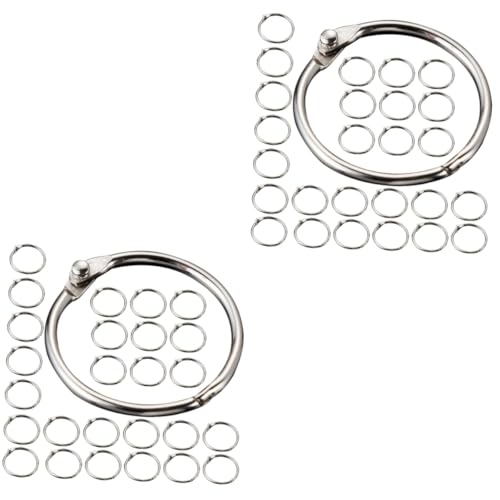 KALLORY 2 Sätze Schlüsselanhänger Aus Metall D Groß Schlüsselringe Lose Ring Für Notizblöcke Bürobuch Klingelt Schlüsselanhänger-reifen Bücherringe Notebook-ringe Silber 50 Stück * 2 von KALLORY